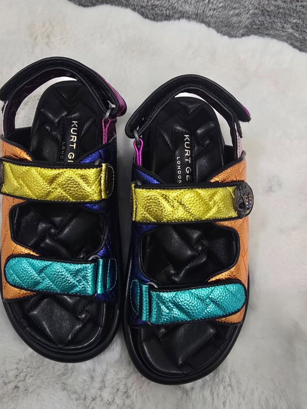 Kurt Geiger London Orson Metallic Leather Sandal Quilted Maximalism Size 36 NEW - Picture 7 of 8